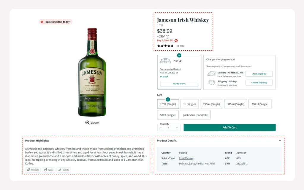 Bottle of Jameson Irish Whiskey displayed