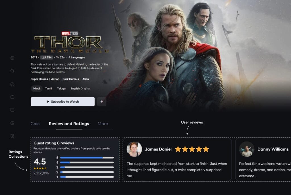 Thor movie ratings and user reviews